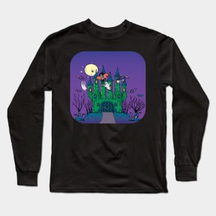 horror castle for Halloween night Long Sleeve T-Shirt